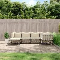 Set Divani da Giardino 6 pz con Cuscini Antracite in Polyrattan 3186770