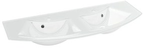 Lavabo a incasso ovale doppia vasca L 131 x H 1.2 x P 51.5 cm in vetro bianco lucido
