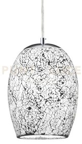 Pendente crackle - argento satinato e vetro bianco screpolato