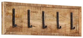 Appendiabiti Da Parete Con 5 Ganci İn Legno Massello Di Mango /