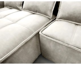 Divano angolare beige allungabile/con contenitore (con penisola a sinistra/con chaise lounge) e rivestimento in velluto Campo – ELTAP