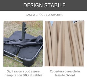 Ombrellone da Giardino Doppio 4,6x2,7m in Acciaio e Poliestere Cachi...