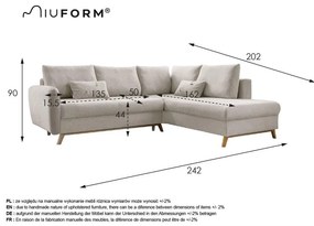 Divano letto angolare turchese L, angolo destro Scandic Lagom - Miuform