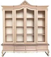 Libreria vetrina 4 porte classica barocco legno grezzo 220x55x248 - Mobili 2G