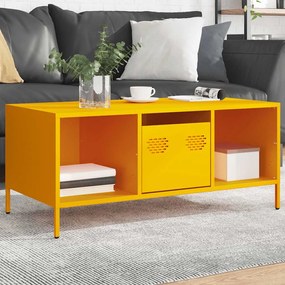 Tavolino Giallo 101,5x50x43,5 Cm Acciaio Laminato A Freddo /