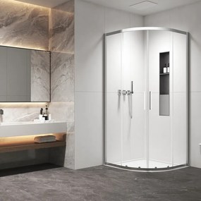 Kamalu - Box doccia 80x80 semicircolare altezza 200h finitura cromo | KZ2000