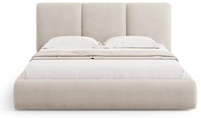 Letto matrimoniale imbottito beige con contenitore con griglia 200x200 cm Brody - Mazzini Beds