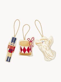 Set di 3 addobbi per Albero in cotone fatti a mano Nutcracker