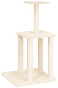 Albero per gatti con tiragraffi in sisal crema 85,5 cm