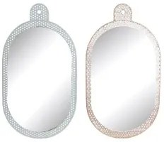 Specchio da parete DKD Home Decor Bianco Rosa Metallo Cristallo 22 x 1,5 x 40 cm (2 Unità)