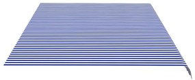 Tessuto di Ricambio per Tenda da Sole Blu e Bianco 6x3,5 m