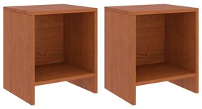 Comodini 2 Pz Ambrati 35x30x40 Cm İn Legno Massello Di Pino /