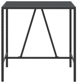 Tavolo da bar con piano in vetro nero 110x70x110 cm polyrattan
