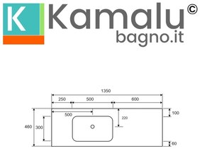 Kamalu - lavabo da incasso 135 cm in solid surface | klit-1300ss