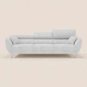 Michelangelo 4 Posti – Divano con 3 sedute estensibili e poggiatesta reclinabili in elegante tessuto vellutino smacchiabile T30