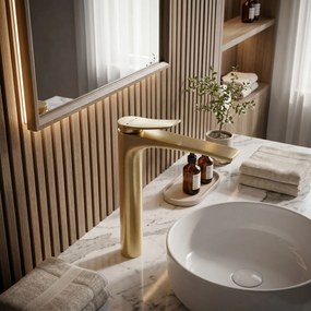 Rubinetto da lavabo PREMIUM Rea Vision Brush Gold High