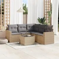 Set Divano da Giardino 6 pz con Cuscini Beige in Polyrattan 3218949