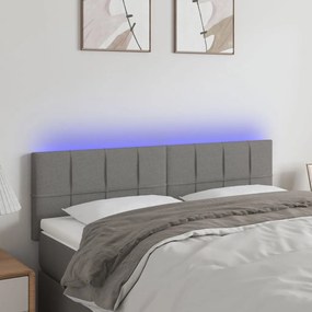 Testiera A Led Grigio Scuro 144x5x78/88 Cm İn Tessuto /