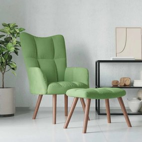 Poltrona Relax Con Poggiapiedi Verde Chiaro İn Velluto /