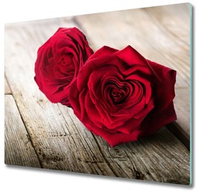 Tagliere in vetro Rose sul legno 60x52 cm