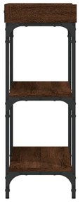Tavolino consolle con ripiani rovere marrone 75x30x80 cm