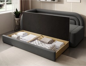 Divano grigio tortora allungabile/con contenitore con penisola a sinistra con rivestimento in velluto 223 cm Fabillo – ELTAP