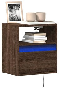 Mobili Tv A Parete Con Luci Led 2pz Rovere Marrone 41x31x45 Cm /