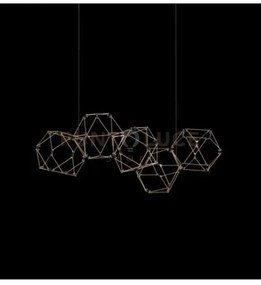 Lucciola 5 prisma sospensione lineare, ottone led 3000k 24 w, 1920...