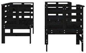 Set Salotto da Giardino 3 pz Nero in Legno Massello di Pino