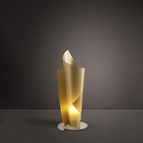 Lampada Da Tavolo Moderna A 1 Luce Vela In Polilux Oro H70 Made In Italy