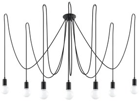 Sollux SL.0372 - Lampadario a sospensione con filo EDISON 7 7xE27/60W/230V ragno nero