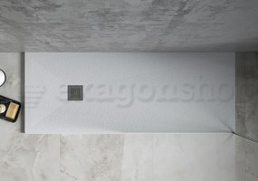 Desio Piatto Doccia 80x160 cm effetto pietra antibatterico da incasso appoggio sopraelevato in Solidstone Bianco