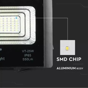 Faretto solare LED dimmerabile 12W 3,2V 6000K IP65 con telecomando