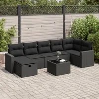 Set Divani da Giardino con Cuscini 8 pz Nero in Polyrattan 3325411