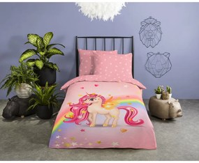 Set copripiumino e federa da bambini rosa in cotone per letto singolo 140x200 cm Little – Good Morning