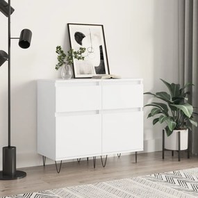 Credenze 2 Pz Bianche 40x35x70 Cm İn Legno Multistrato /