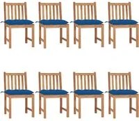 Sedie da Giardino con Cuscini 8 pz in Legno Massello di Teak 3073167