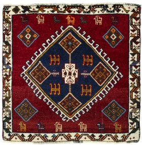 Shiraz Tappeto 60x60 Rosso (Iran) Annodato A Mano