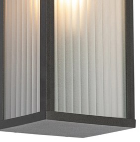 Lampada da parete smart per esterni nera con vetro scanalato incl. WiFi A60 - Charlois