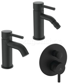 Ideal Standard Ceraline set miscelatore per lavabo bidet e doccia con corpo ad incasso nero seta-incasso doccia incluso