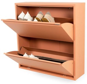 Scarpiera color salmone in metallo con ante ribaltabili 75x77,5x22,5 cm Billy – Spinder Design