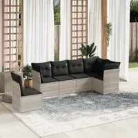 Set Divano da Giardino 6pz con Cuscini Grigio Chiaro Polyrattan 3249541