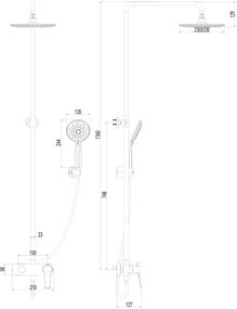 New line colonna doccia telescopica con soffione abs 20 cm miscelatore 2 uscite e doccetta con flessibile 150 cm nero opaco