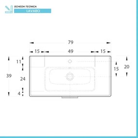 Mobiletto bagno sospeso 80 bianco con top e specchio LED Martha