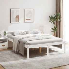 Letto Per Anziani 150x200 Cm King İn Legno Massello Di Pino /