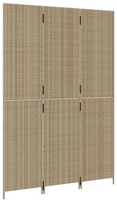 Divisorio per ambienti a 3 pannelli beige in polyrattan