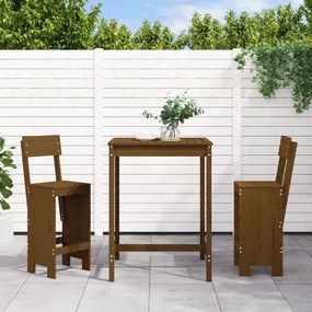 Set Bar Da Giardino 3 Pz Ambra İn Legno Massello Di Pino /