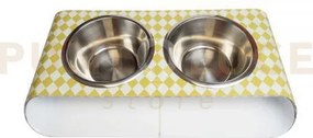 Portaciotole doppio piccolo pet bianco e giallo