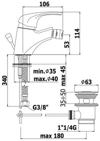 Paffoni Nettuno Due Nd135 Miscelatore bidet Monocomando con scarico automatico 1”1/4G Cromo