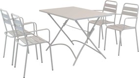 ROMANUS - set tavolo in metallo cm 110 x 70 x 72 h con 4 poltrone Romanus